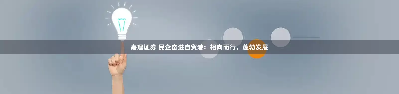 嘉理证券 民企奋进自贸港：相向而行，蓬勃发展
